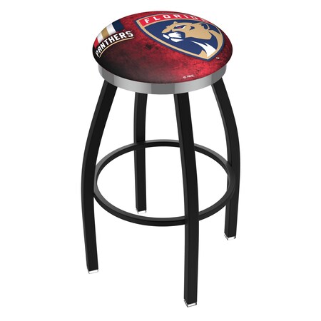 L8B2C Florida Panthers  36 Swivel Bar Stool With A Black Wrinkle And Chrome Finish